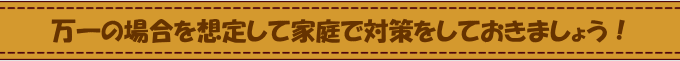 万一の場合を想定して家庭で対策をしておきましょう！