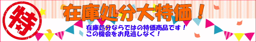 在庫処分大特価! 在庫処分ならではの特価商品です!この機会をお見逃しなく! 在庫処分大特価